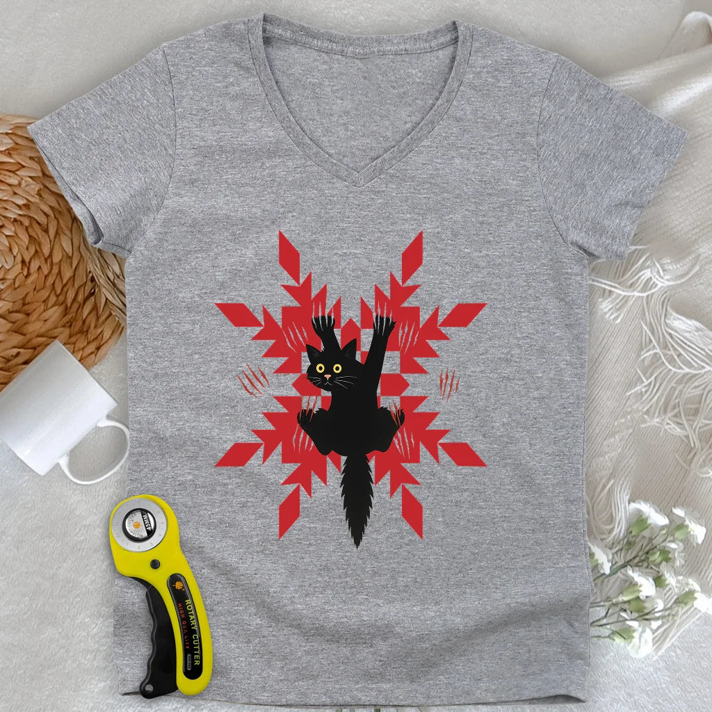 Quilter’s Cat-astrophe Lady V-neck