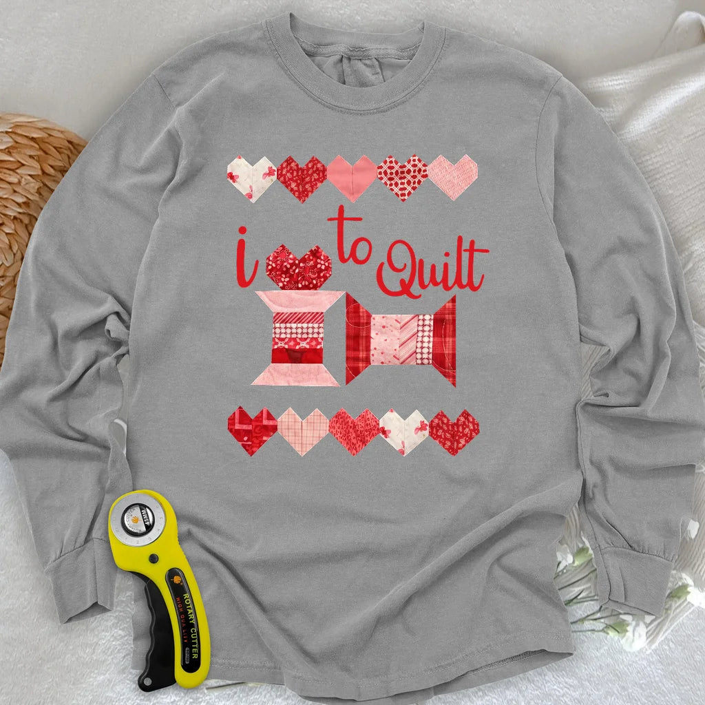 T-shirt à manches longues motif Cœurs et couture