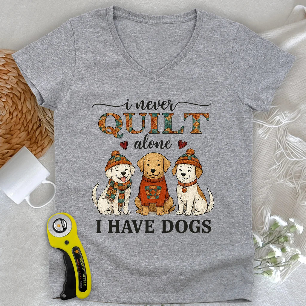 Quilting with Paws Lady V-neck