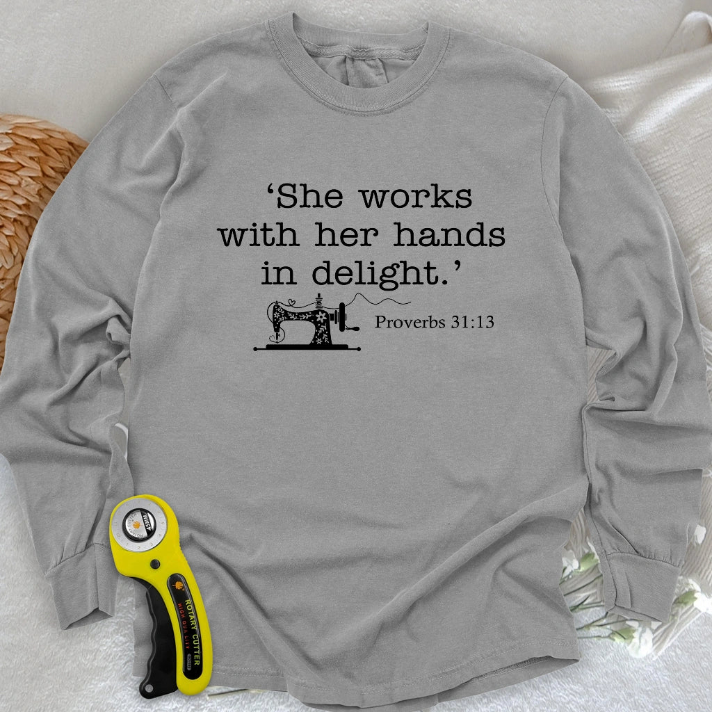 Sewing In Bible Long Sleeve T-shirt