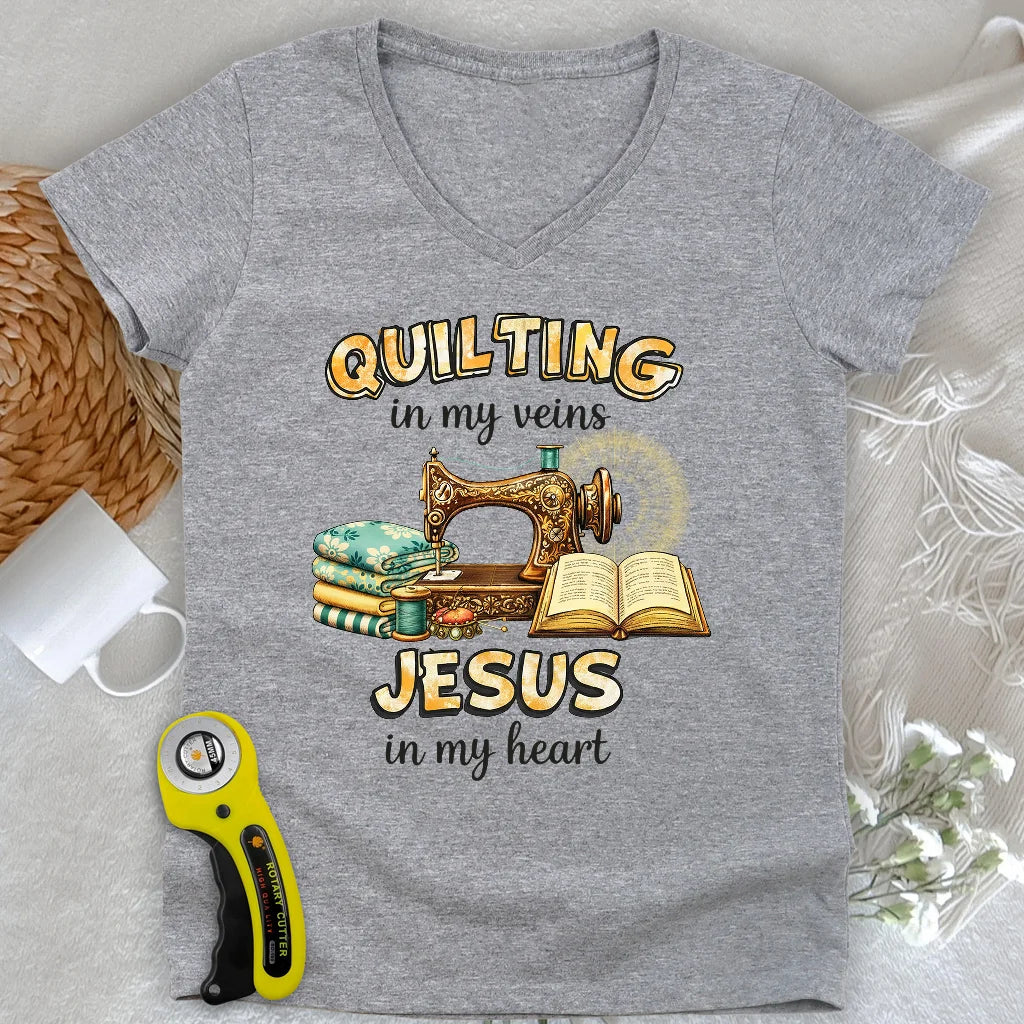 Tricoté avec Jésus Col en V Femme
