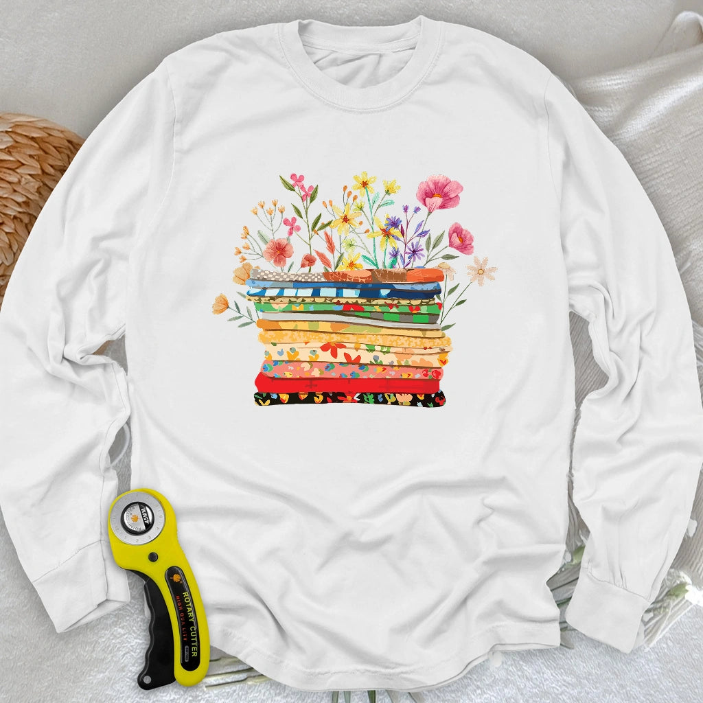 Floral Fabric Long Sleeve T-shirt