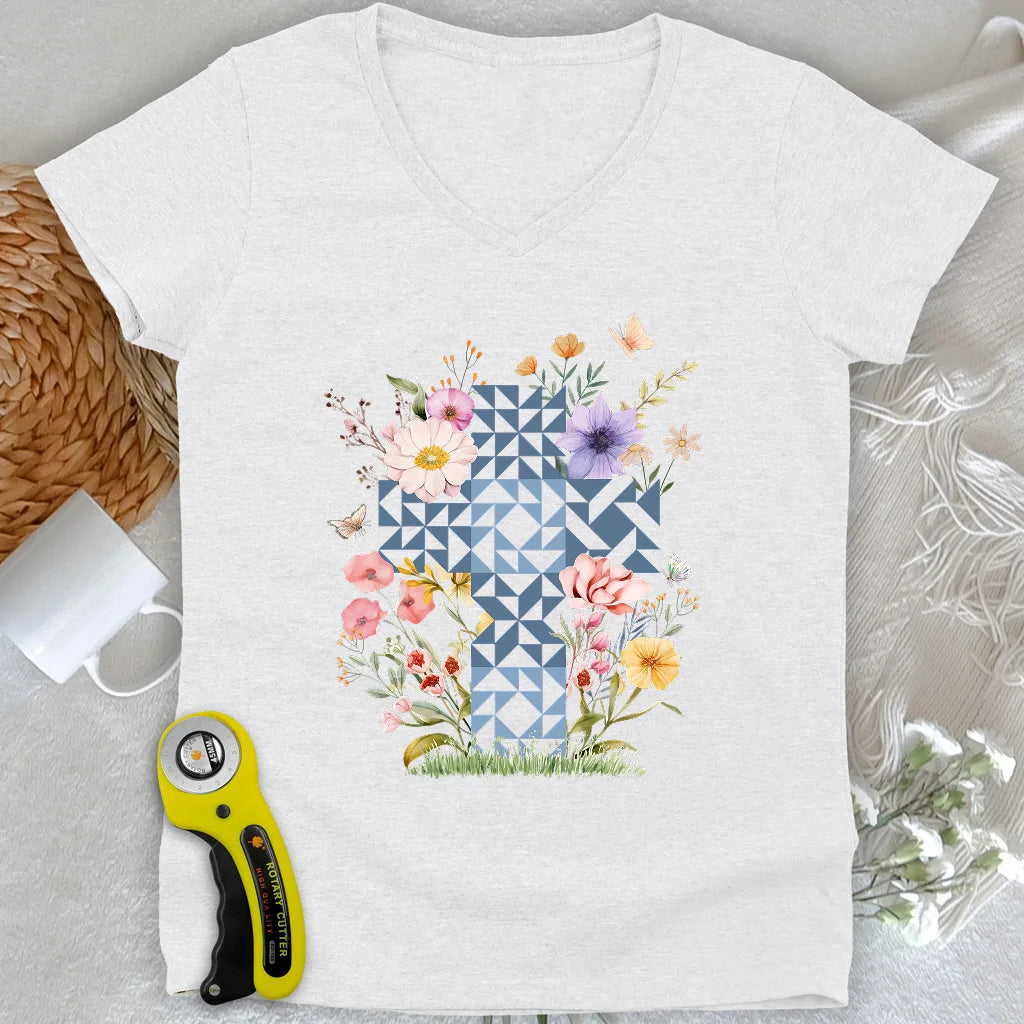 Chemisier floral col V femme matelassé « Floral Faith »