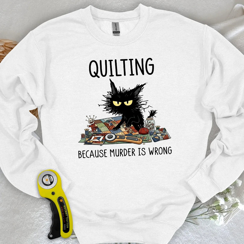 Mürrische Quilter-Katze Sweatshirt
