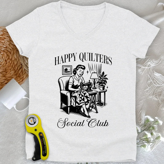 Happy Quilters Lady V-neck