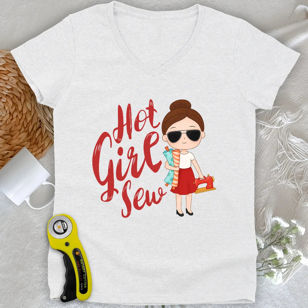 Okayest Quilter Lady V-neck