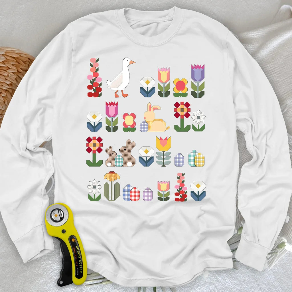 T-shirt Ă manches longues motif patchwork de fleurs