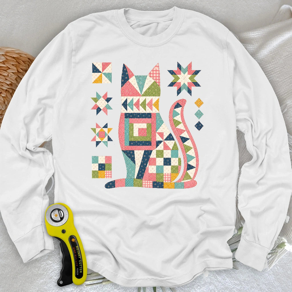 Patchwork Cat Long Sleeve T-shirt
