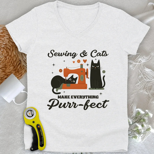 Purr-fect Sewing Lady V-neck