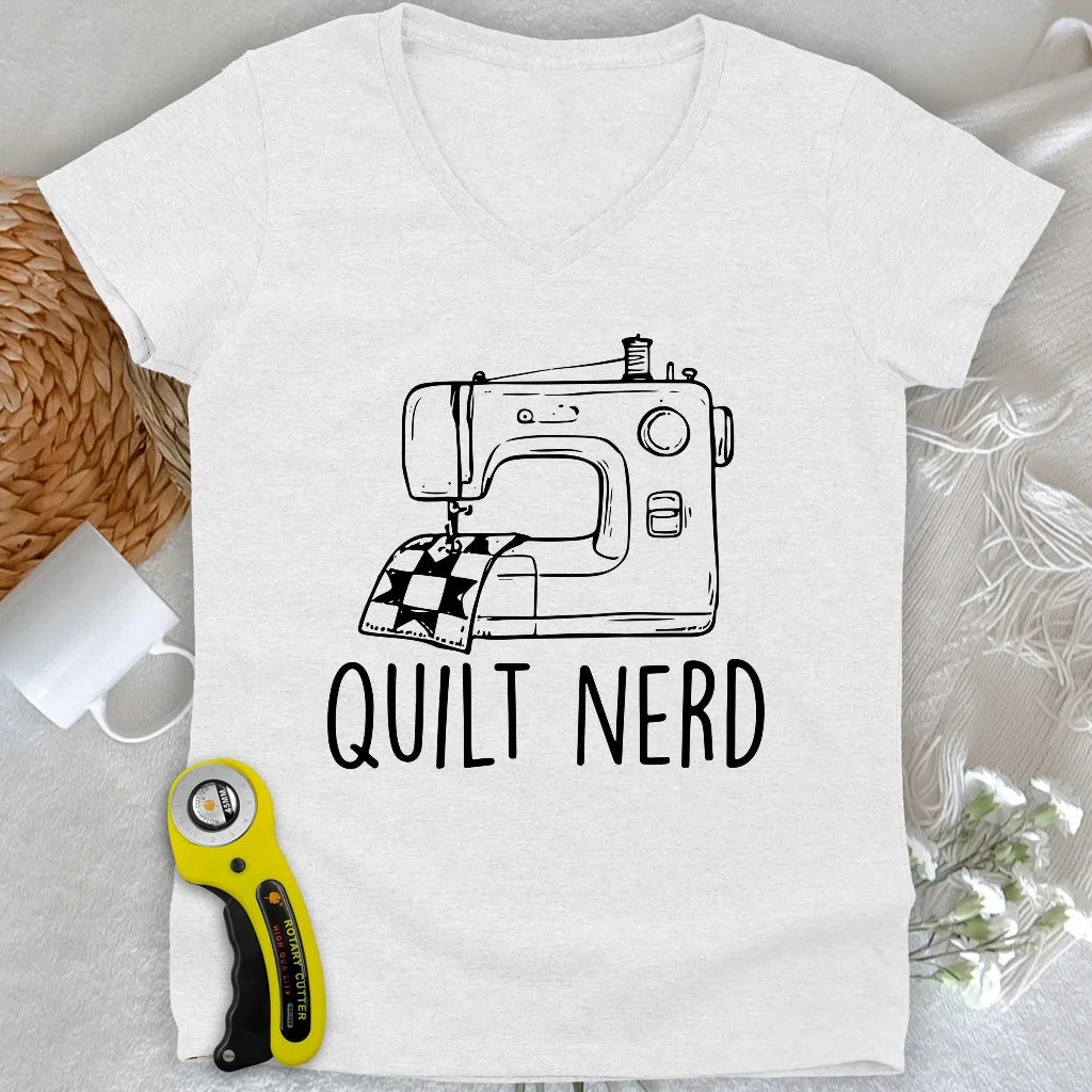 T-shirt col en V pour passionnée de patchwork