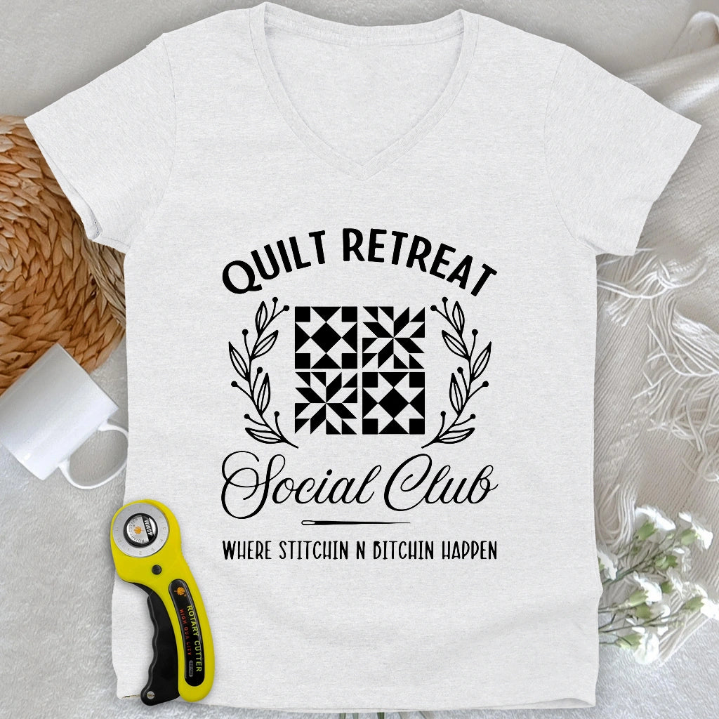Quilt Retreat Lady V-neck