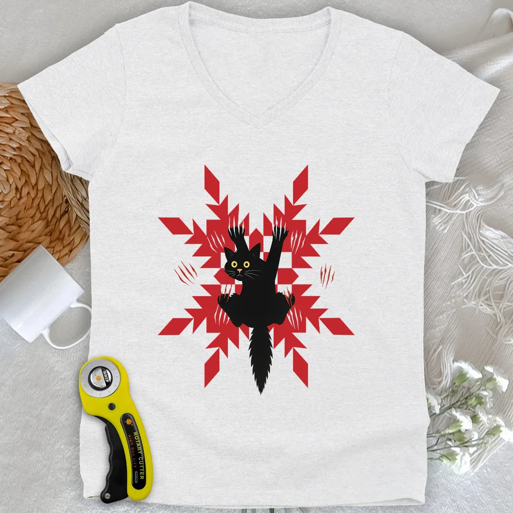 Quilter’s Cat-astrophe Lady V-neck