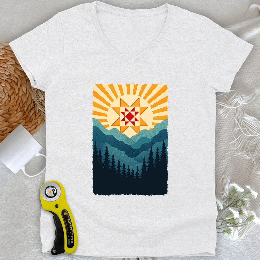 Quilting Sun Lady V-neck