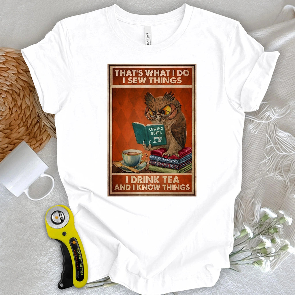 Sewing Owl Wisdom T-shirt
