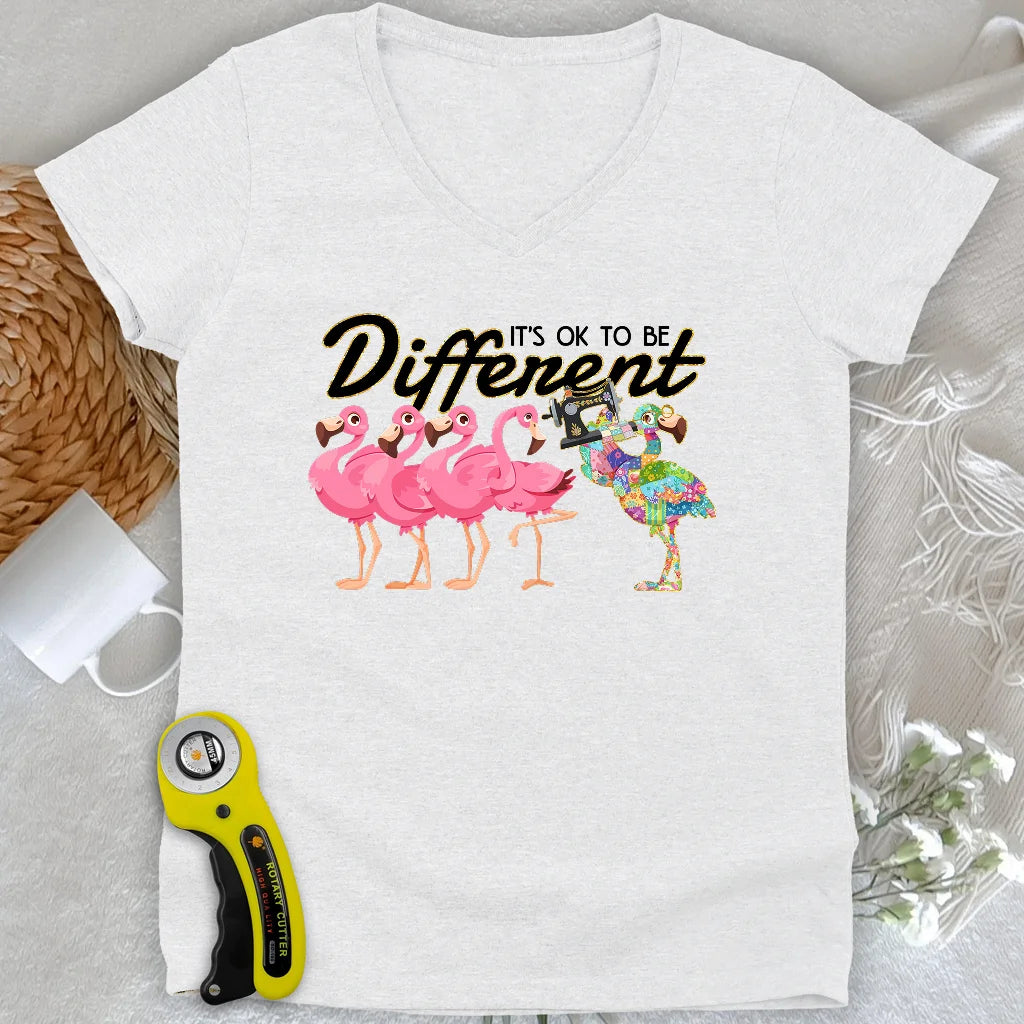 Stand Out Flamingo Lady V-neck
