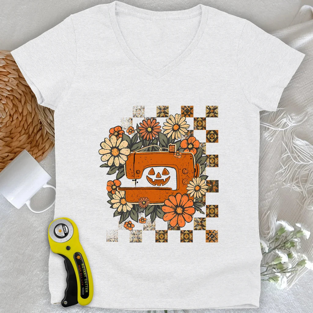 The Jack-o’-Quilter Lady V-neck