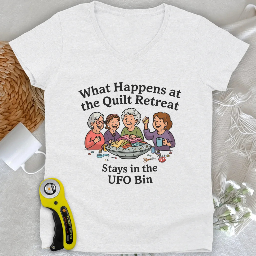 UFO Quilt Retreat Lady V-neck