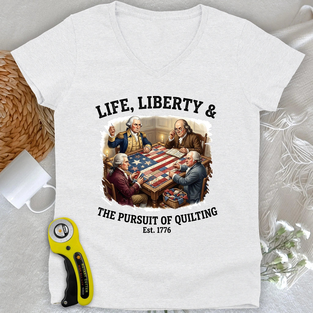 United We Quilt 1776 Lady V-neck