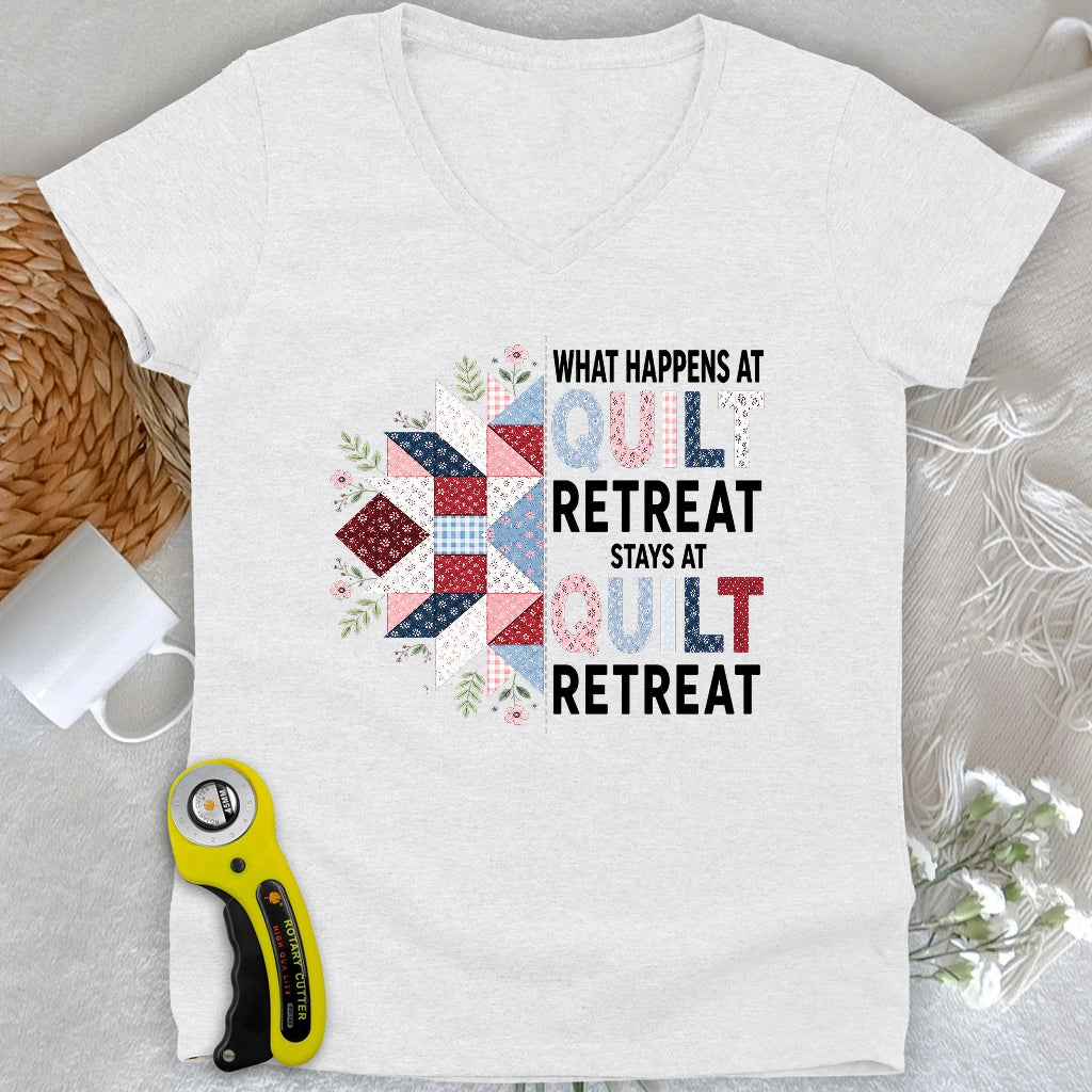 What Happens At Quilt Retreat Lady V-neck
