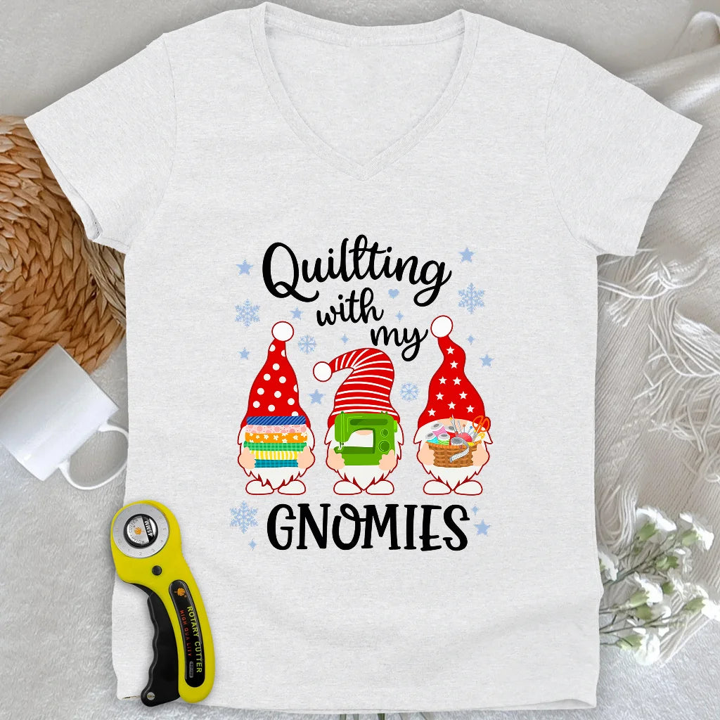 With My Gnomies Lady V-neck