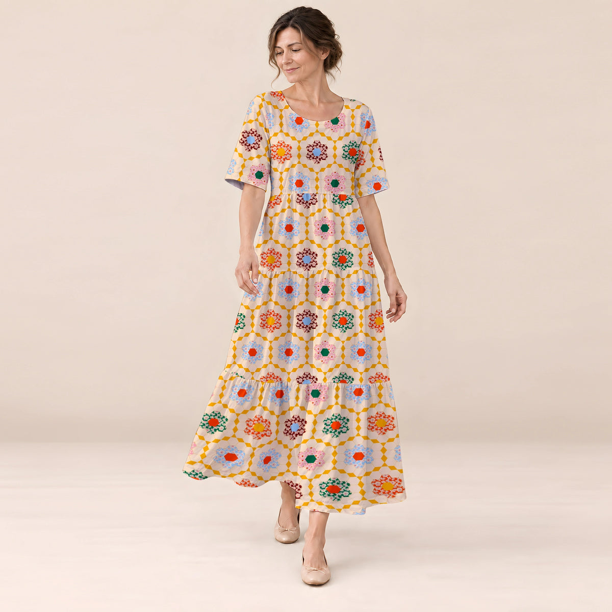 Honeycomb Garden Long Dress