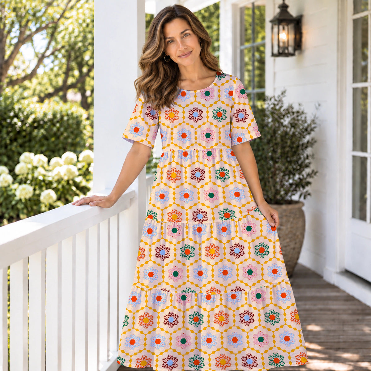 Honeycomb Garden Long Dress