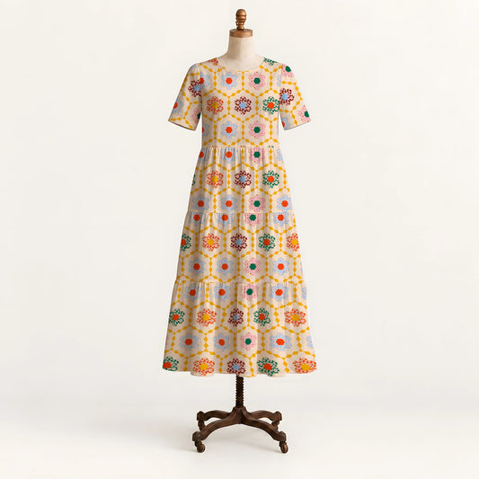 Honeycomb Garden Long Dress