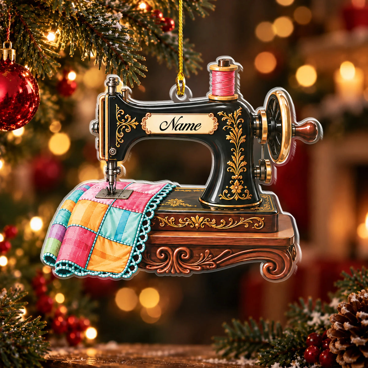 Personalized Sewing Machine 2D Flat Ornament