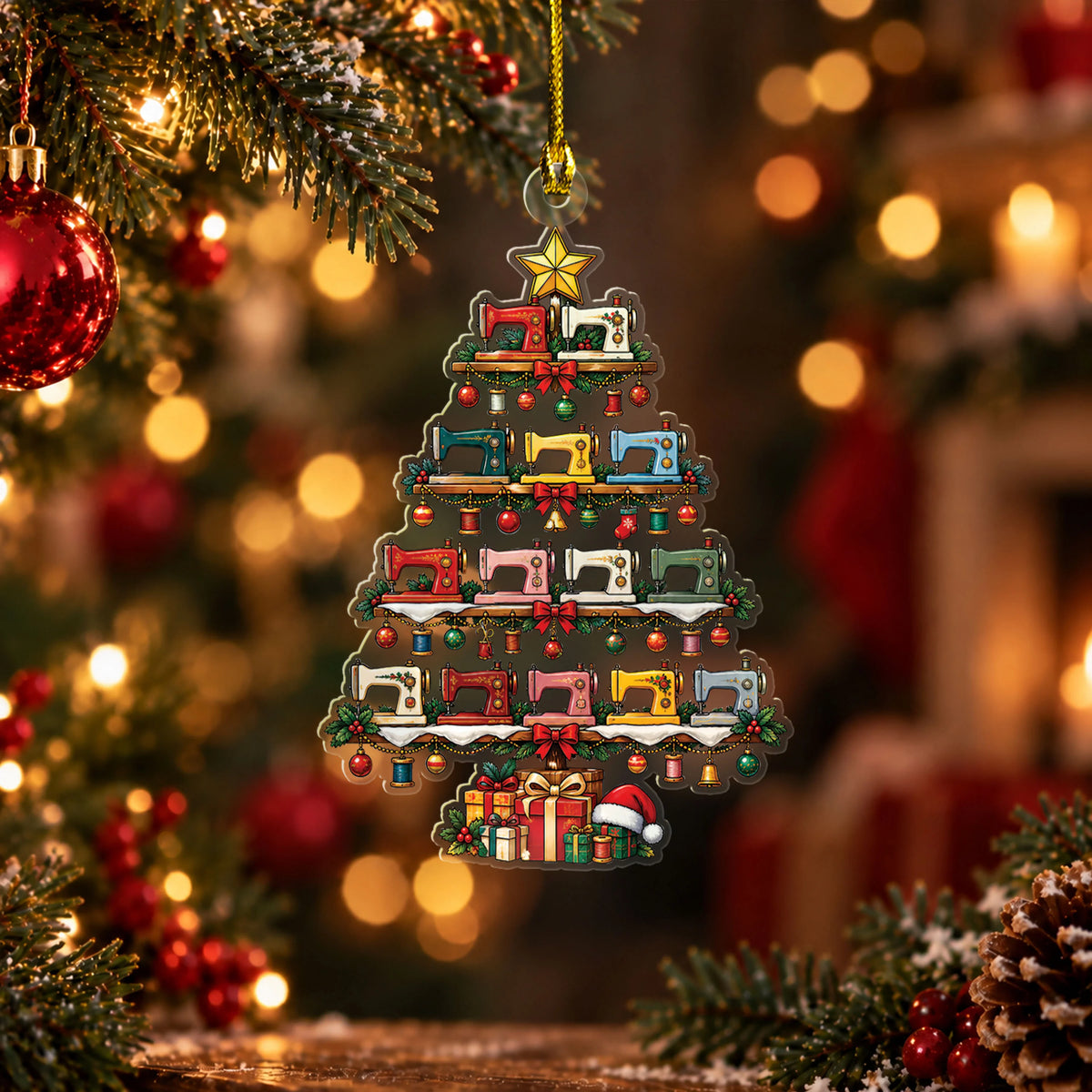Sewing Christmas Tree 2D Flat Ornament