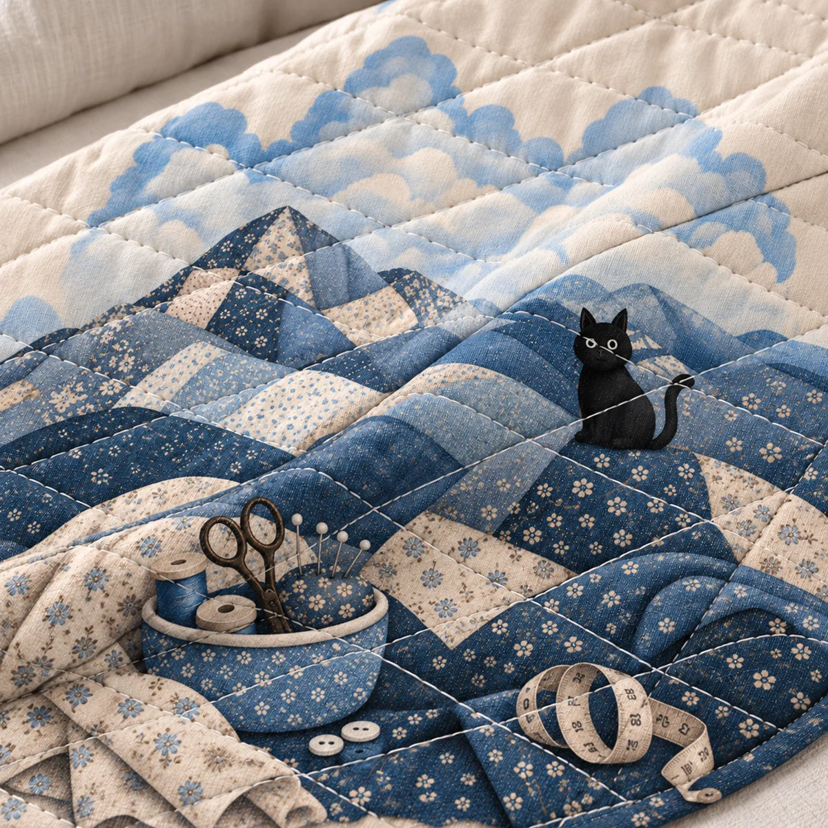 Patchwork Mountain Cat Blanket