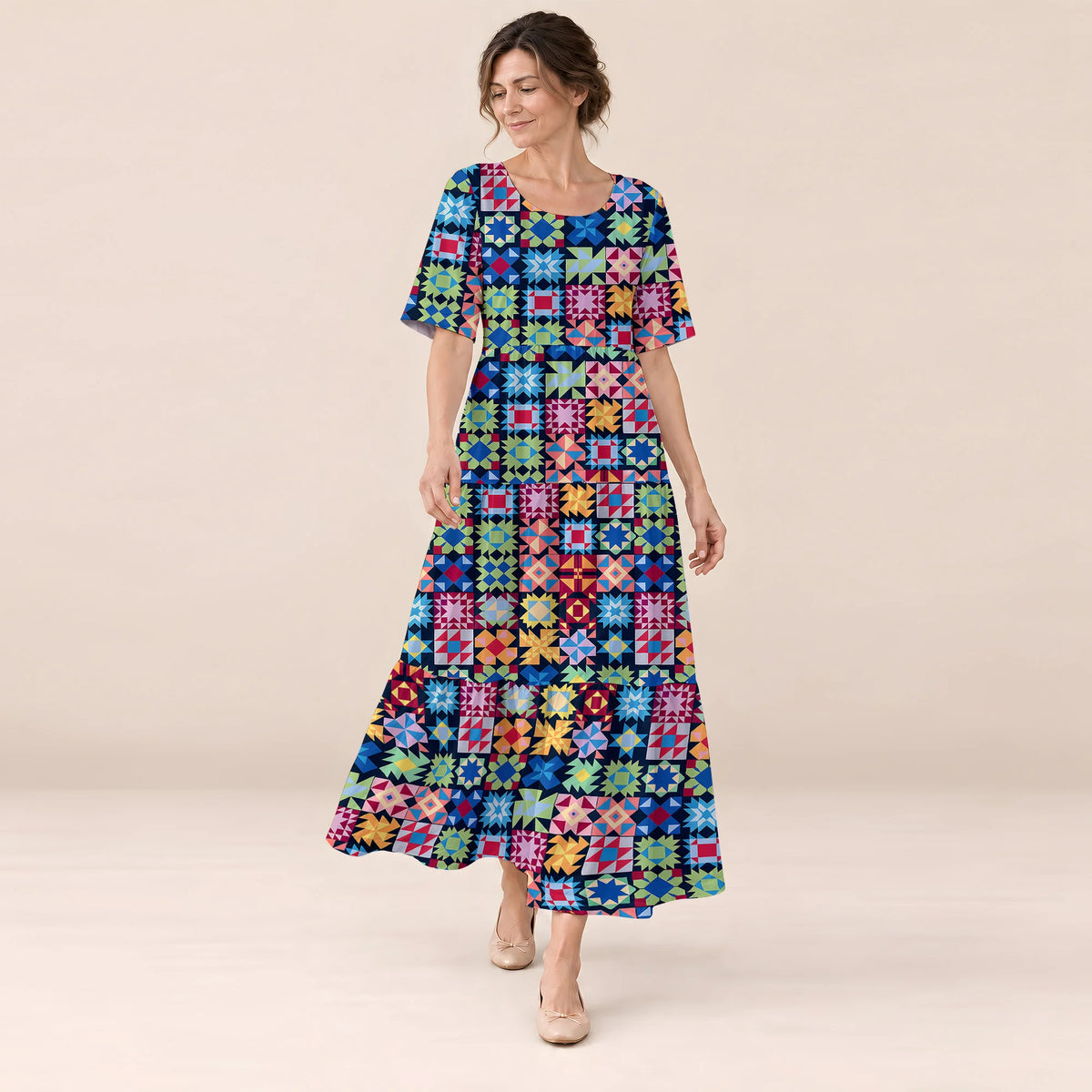 Patchwork Celebration Long Dress
