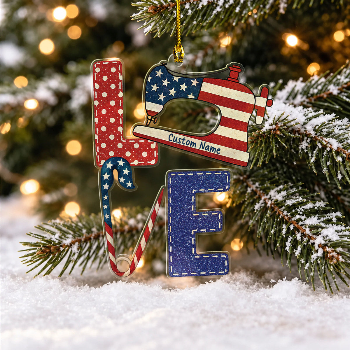 Personalized Patriotic Sewist Ornament
