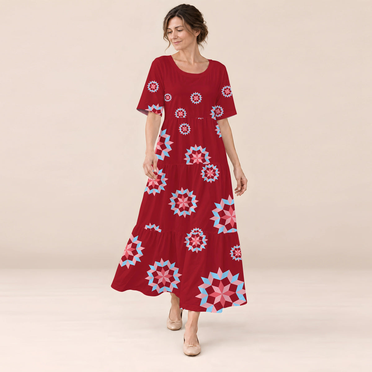Patchwork Starburst Long Dress