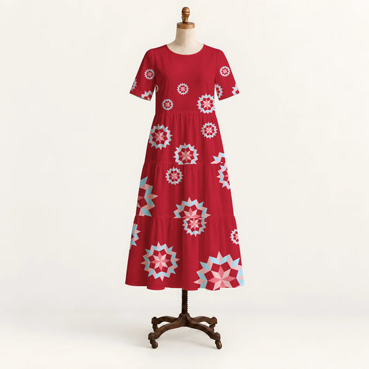Patchwork Starburst Long Dress