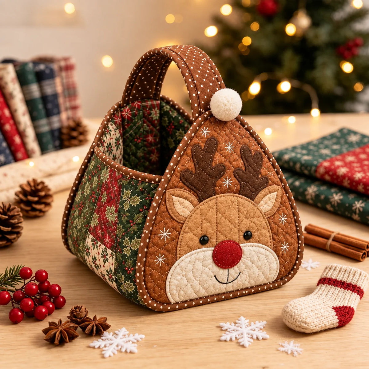 Deer Quilted DIY Fabric Storage Basket Kit
