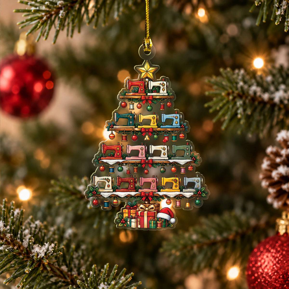 Sewing Christmas Tree 2D Flat Ornament
