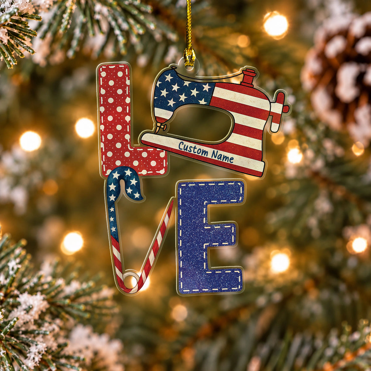 Personalized Patriotic Sewist Ornament