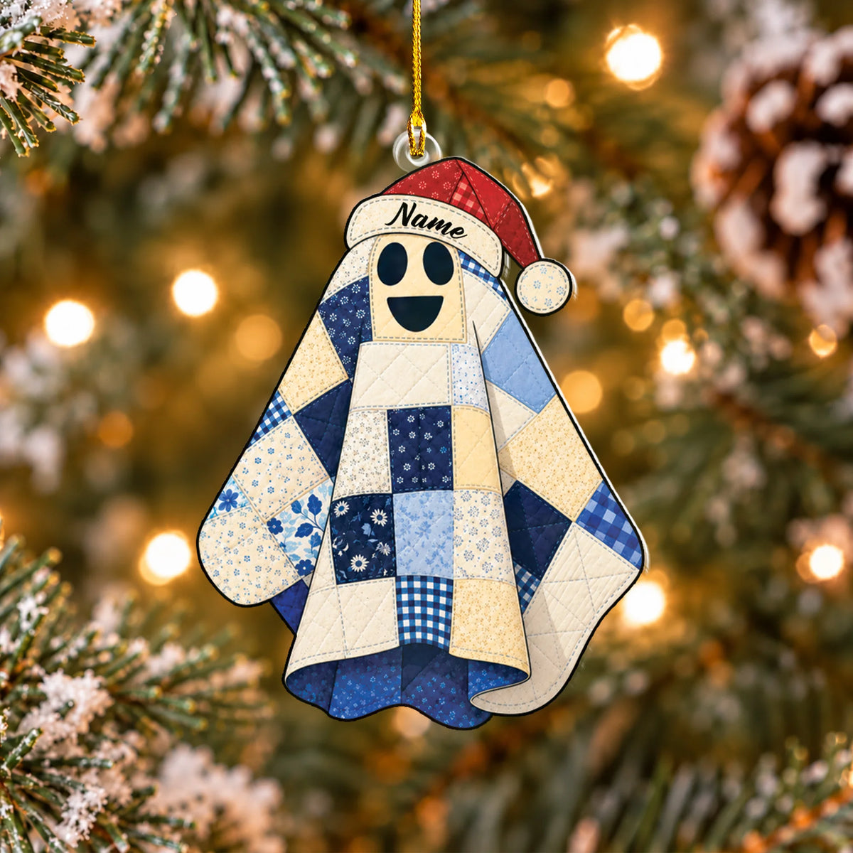 Personalized  Quilted Ghost 2D Flat Ornament