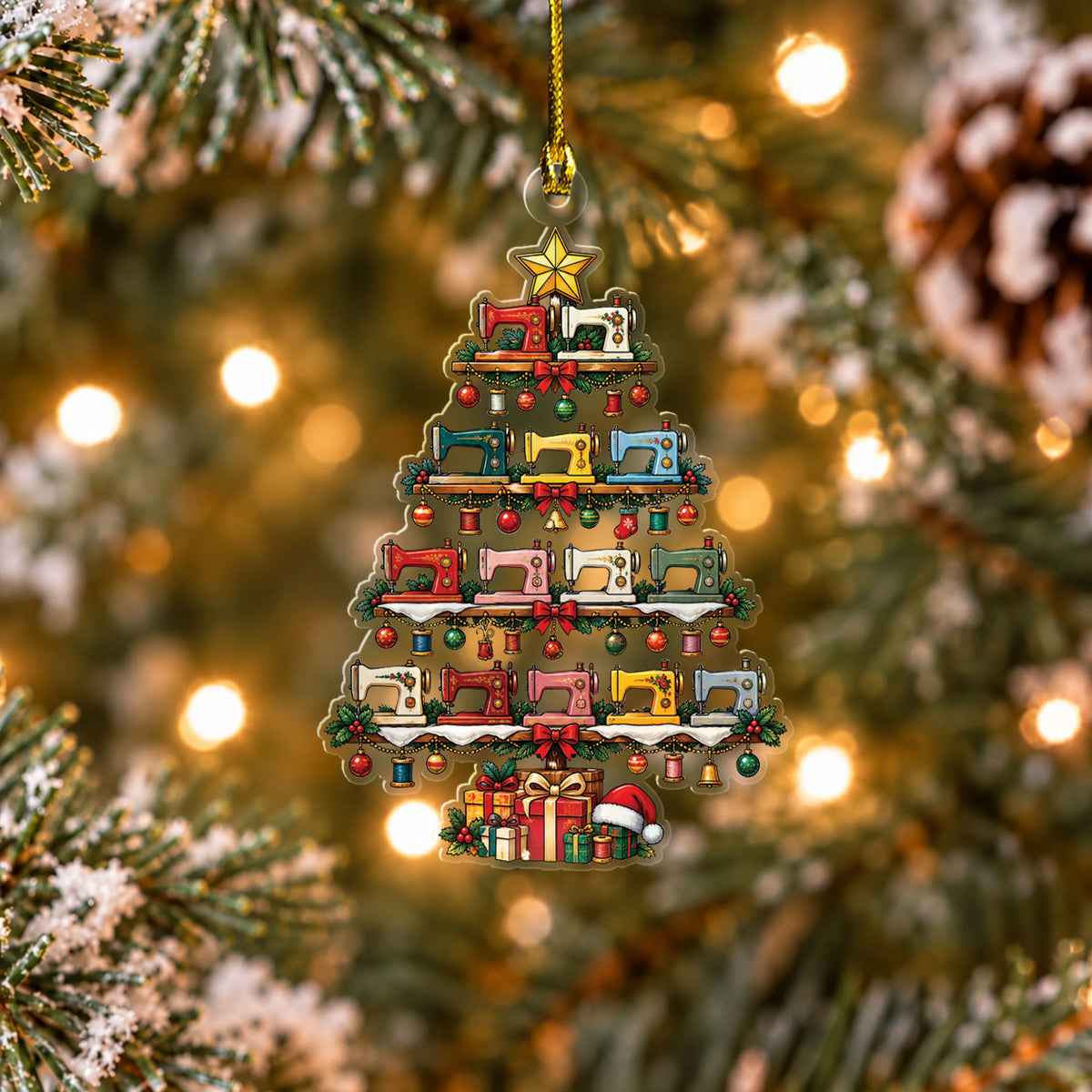Sewing Christmas Tree 2D Flat Ornament