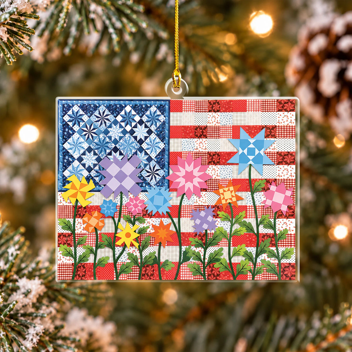 Stars, Stripes & Stitches 2D Flat Ornament