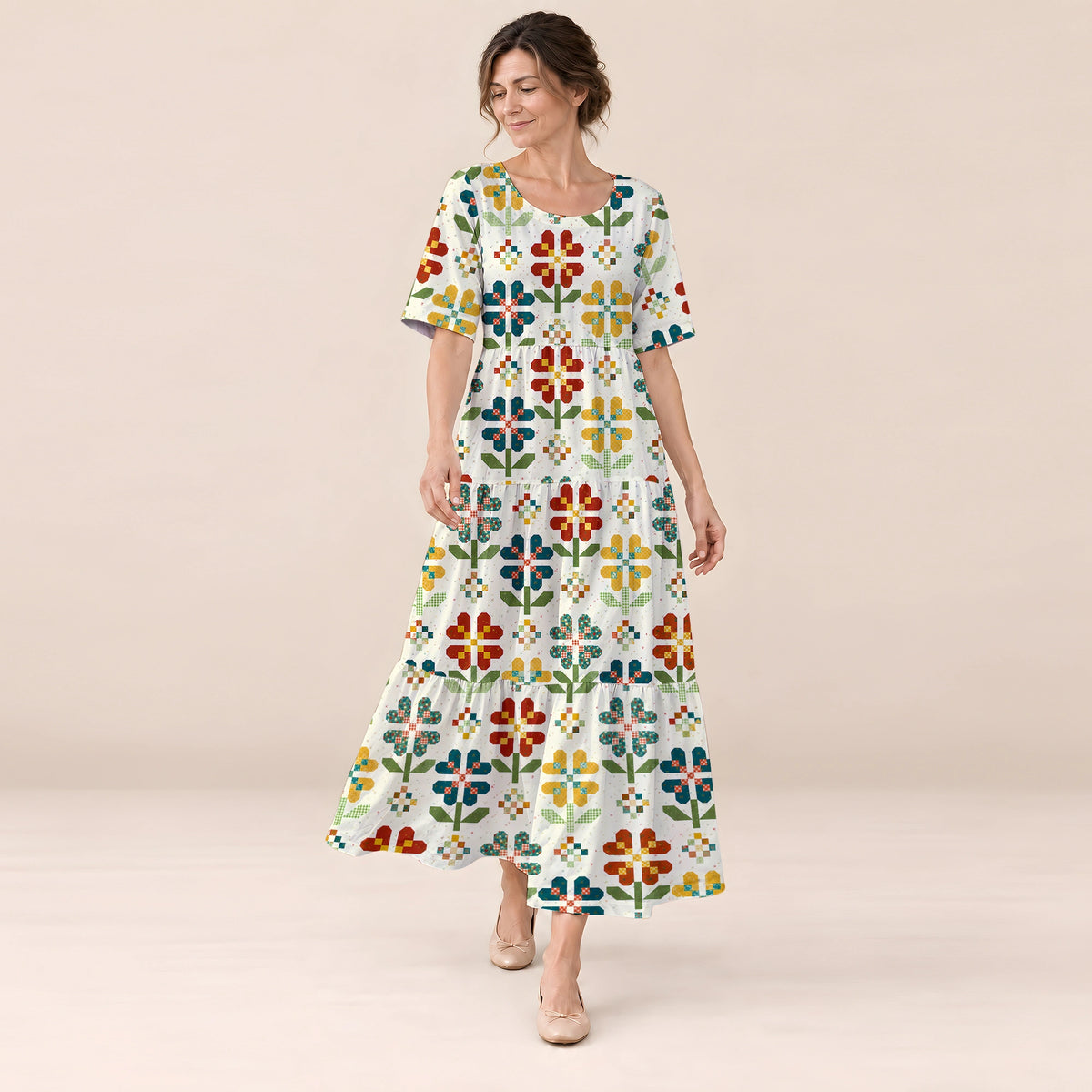 Flower Pattern Long Dress