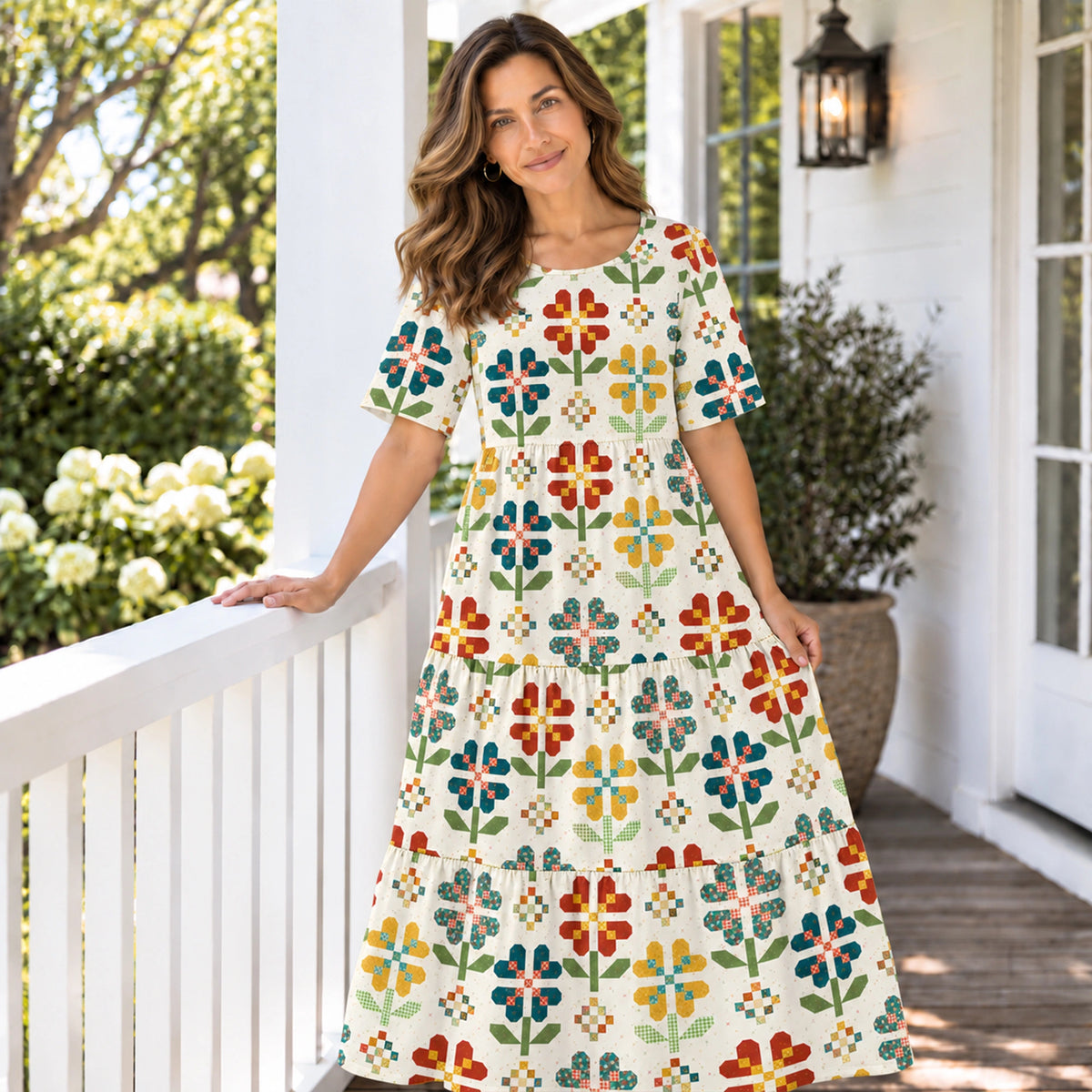 Flower Pattern Long Dress
