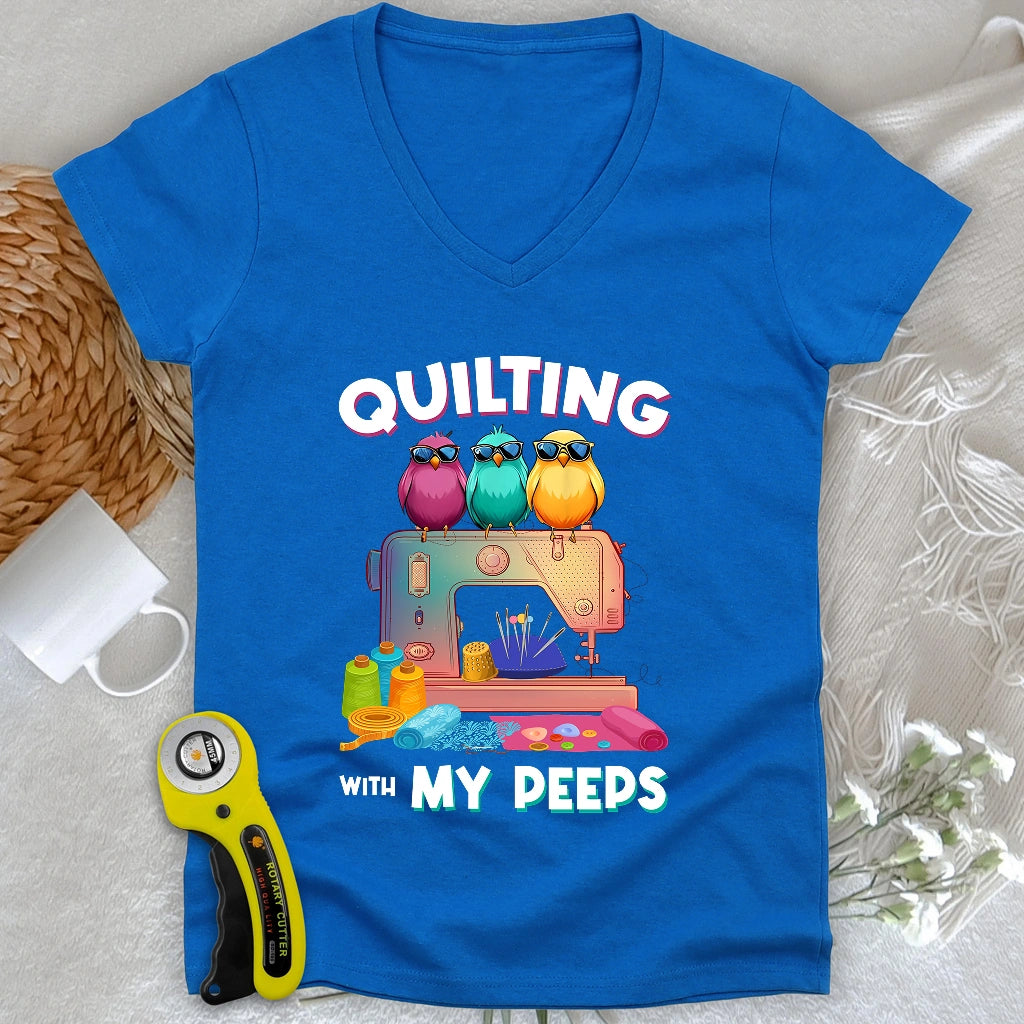 Quilting W/ My Peeps V-neck
