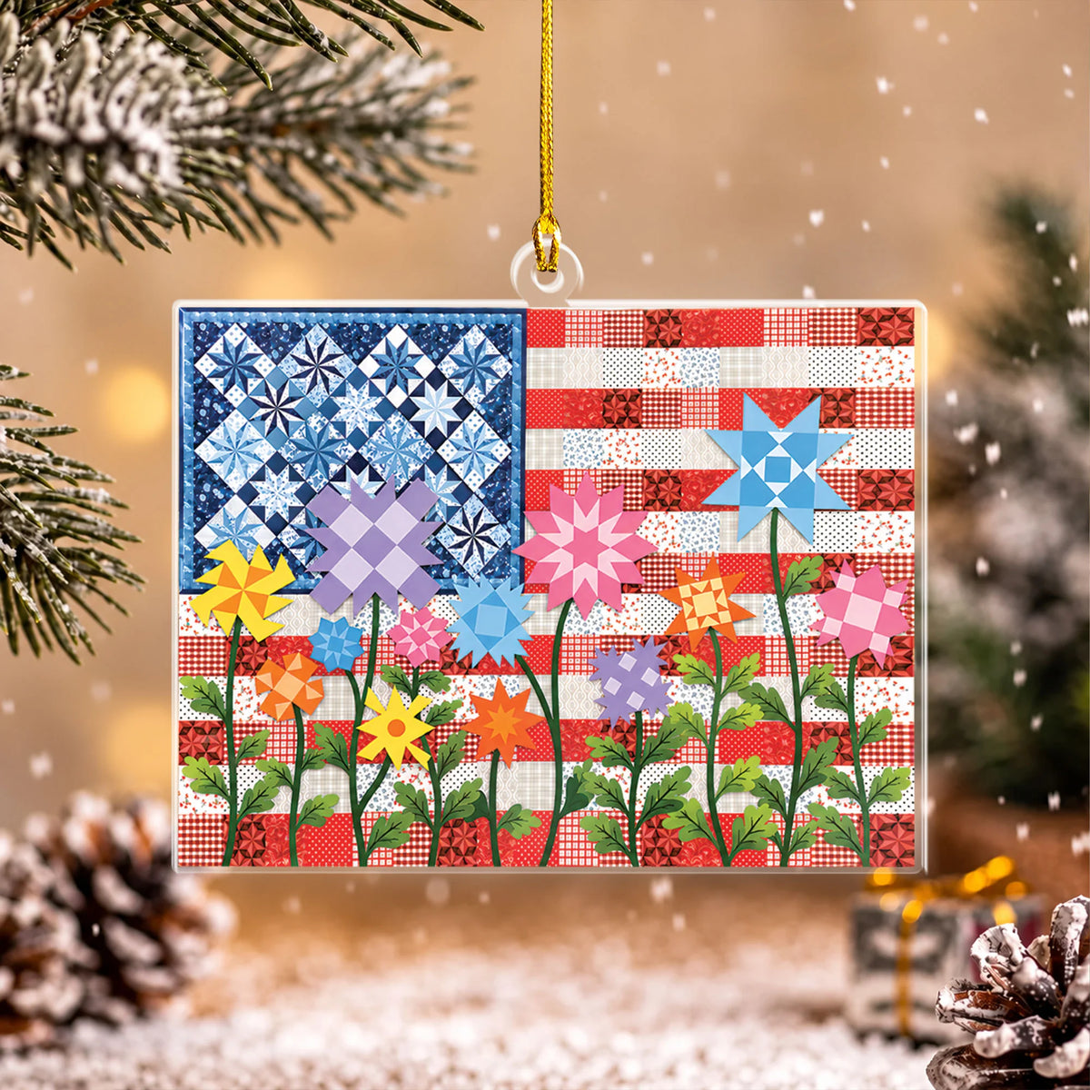 Stars, Stripes & Stitches 2D Flat Ornament