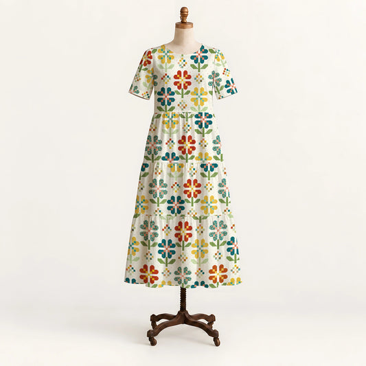 Flower Pattern Long Dress