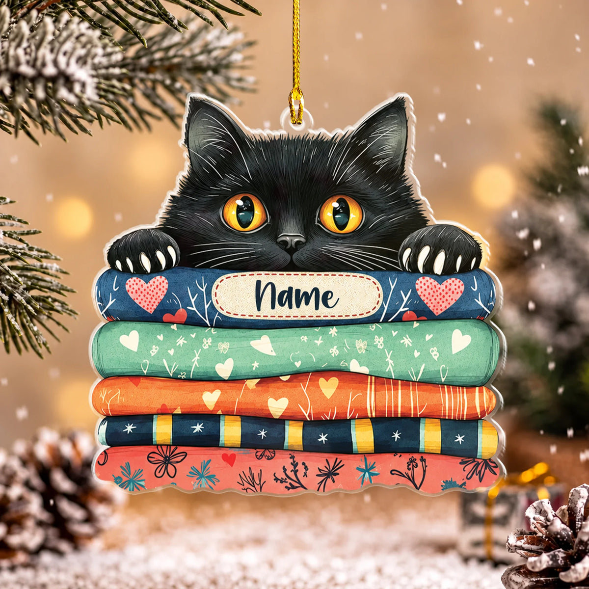 Personalized Cat On The Fabric 2D Flat Ornament