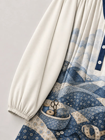 Patchwork-Bergkatzen-Bluse