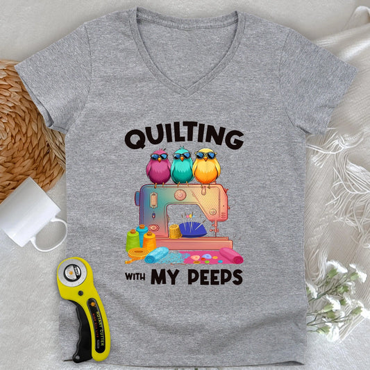 Quilting W/ My Peeps V-neck