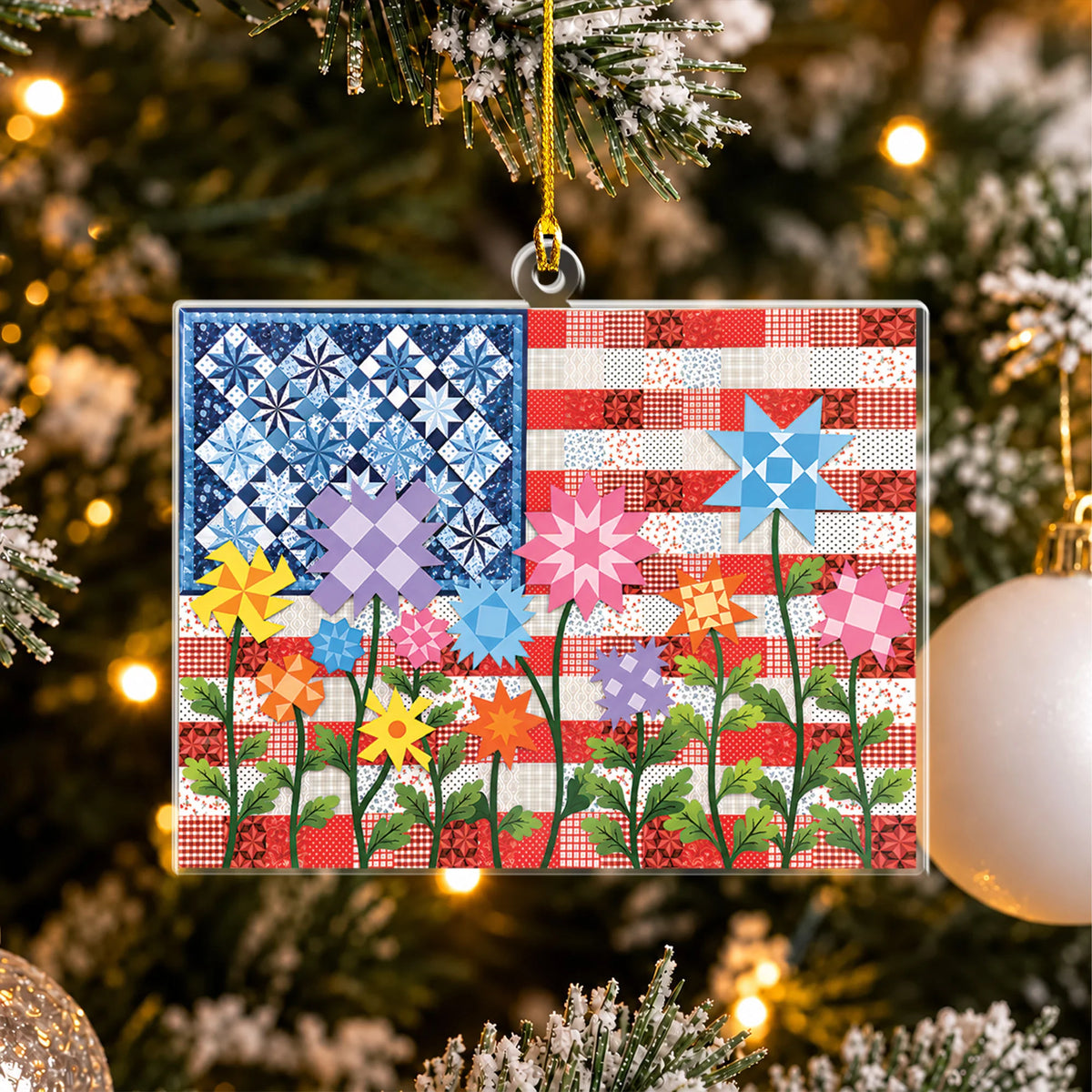 Stars, Stripes & Stitches 2D Flat Ornament