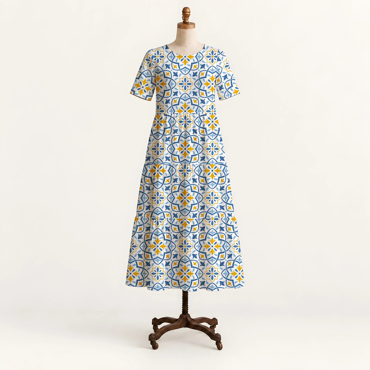 Sapphire Sun Tile Long Dress